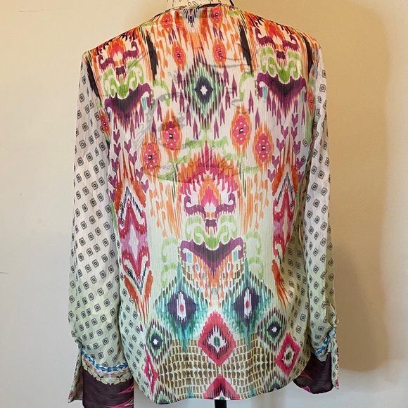 Zara Multicolor Patterned Button Down Top - Picture 3 of 4